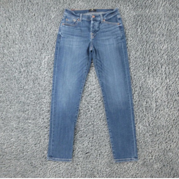 7 For All Mankind Jeans Womens 25 Blue Josefina boyfriend Denim Button Fly - Picture 1 of 15